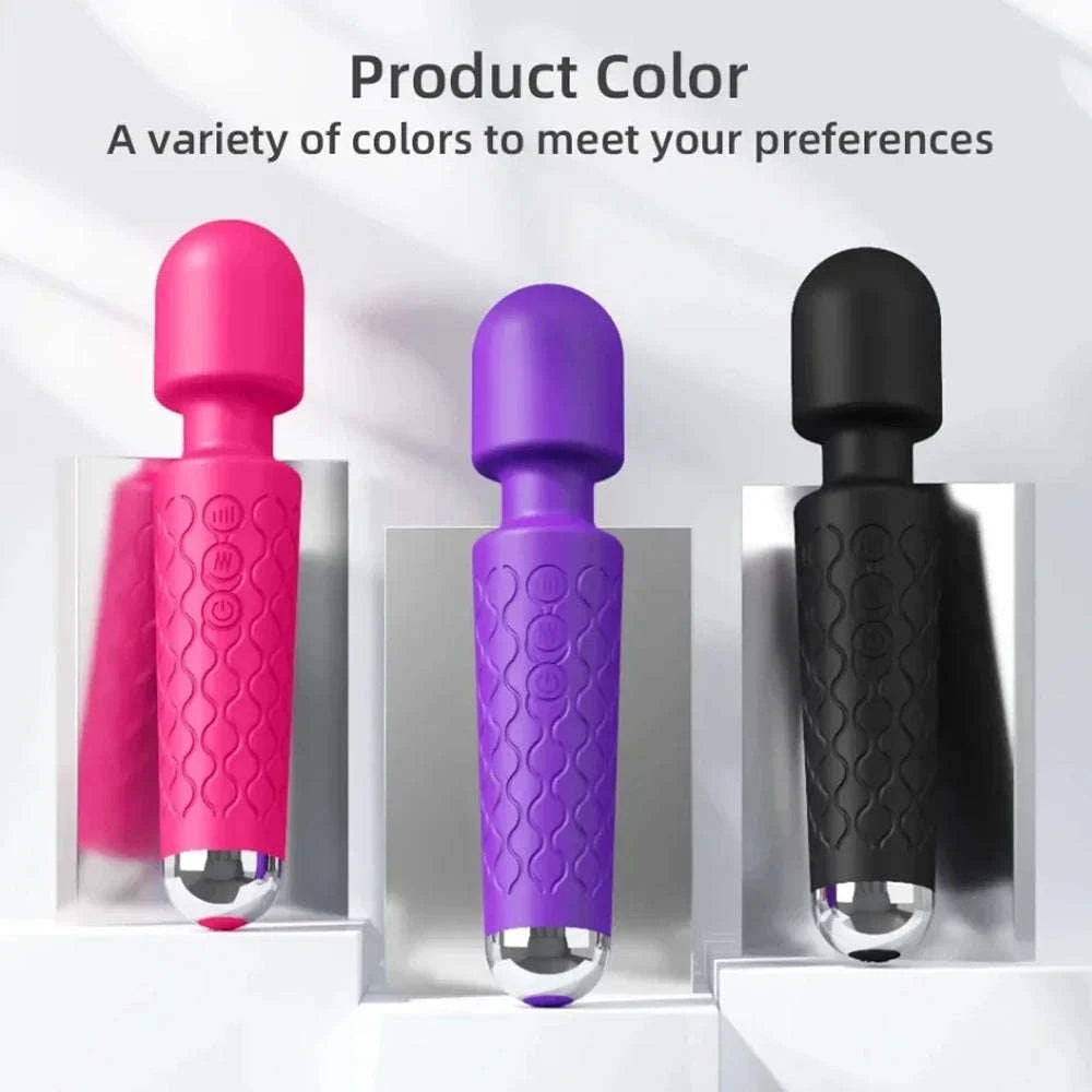 Rechargeable Personal Massager Wand with Multiple Patterns and Speeds-Rose red