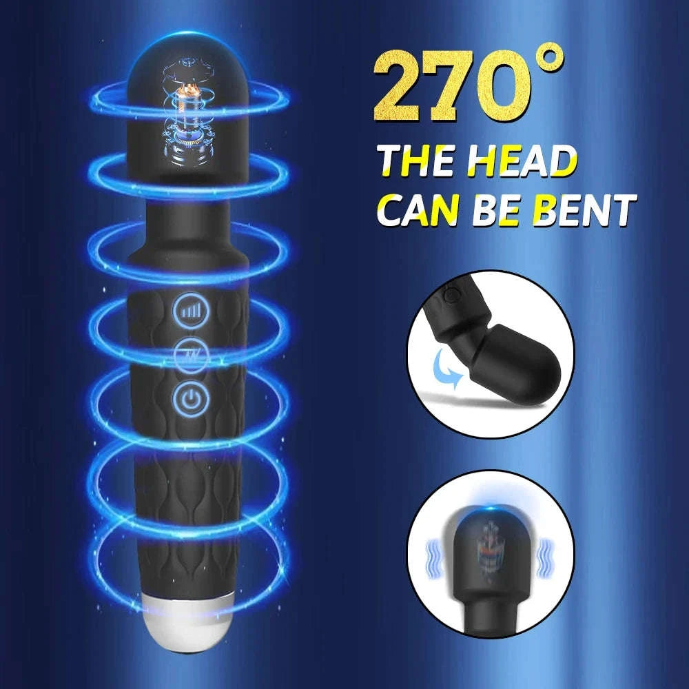 Rechargeable Personal Massager Wand with Multiple Patterns and Speeds-Rose red