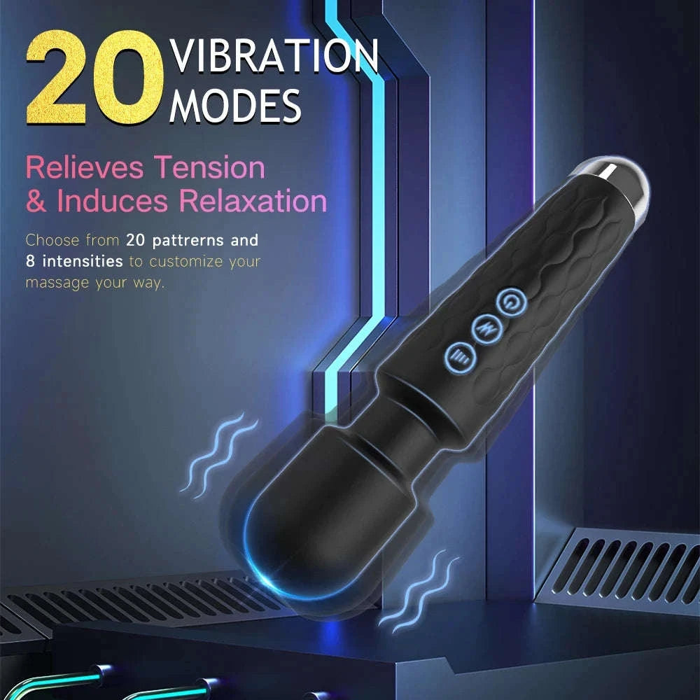 Rechargeable Personal Massager Wand with Multiple Patterns and Speeds-Rose red