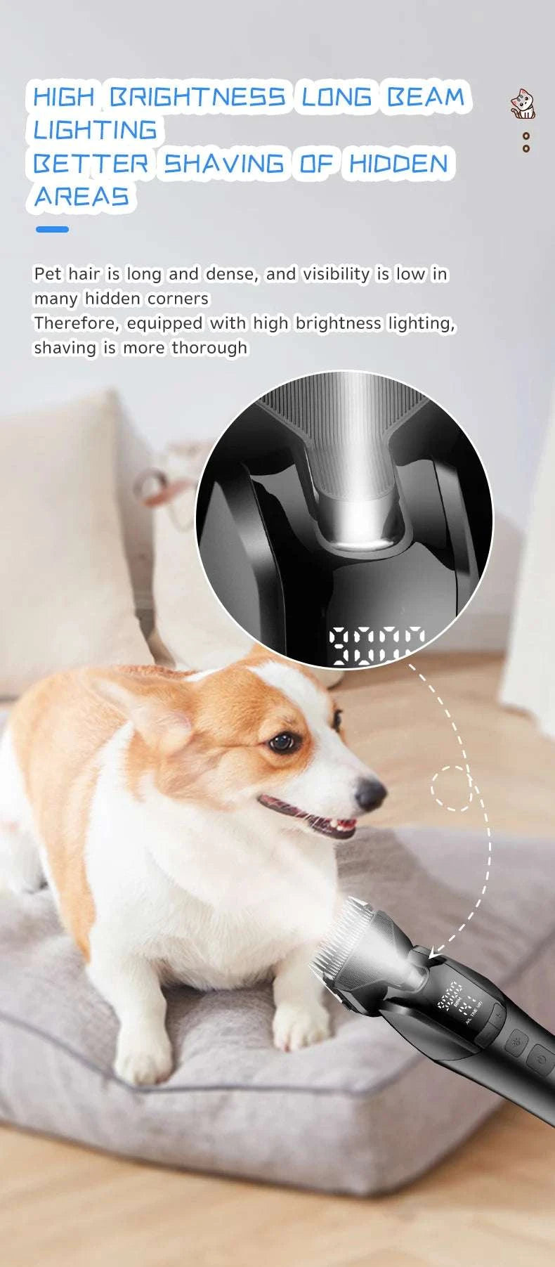 Rechargeable Pet Grooming Clipper with Quiet Motor & LCD Display-KM-1857