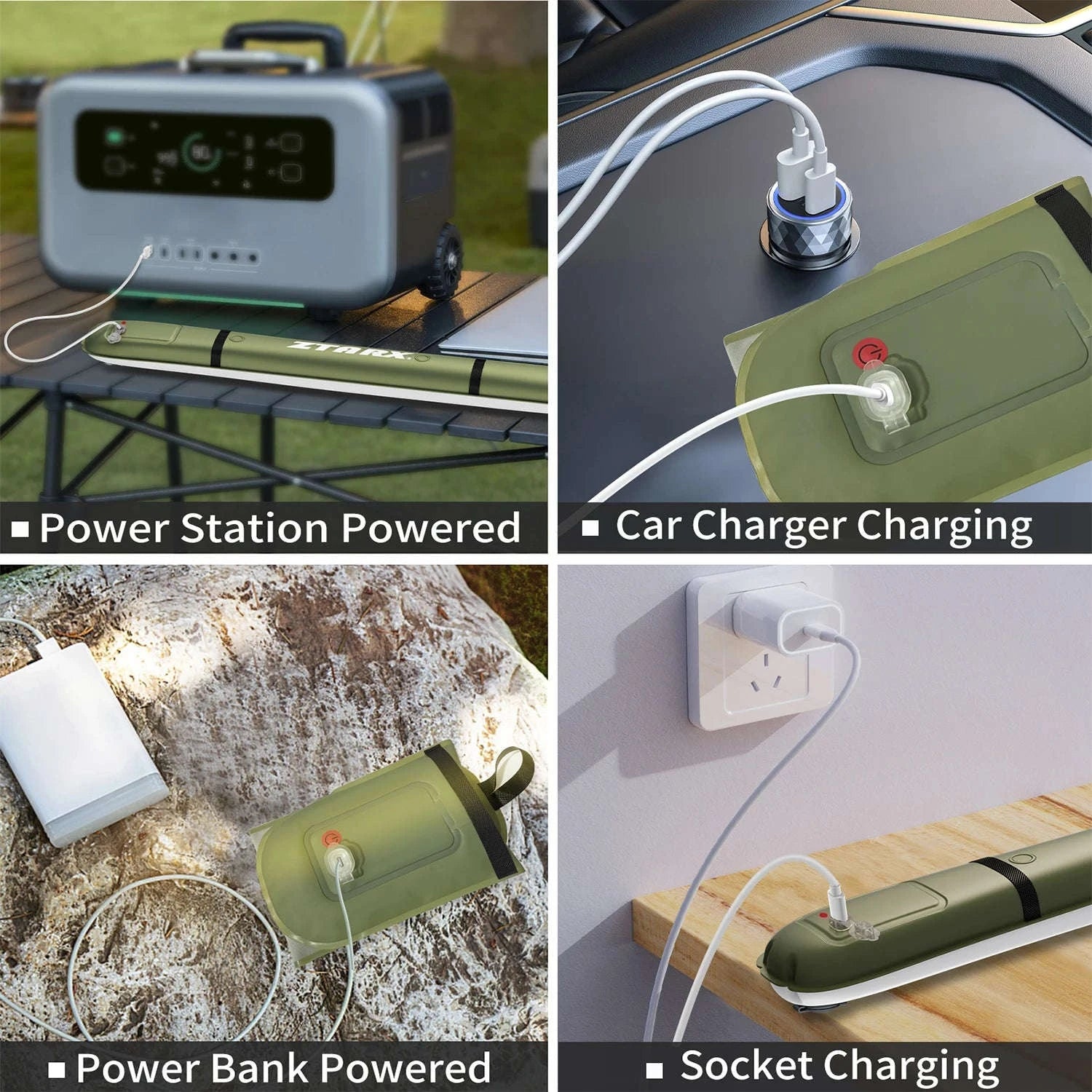 Rechargeable Portable Camping Light Waterproof 2000 mAh-khaki Two / United States