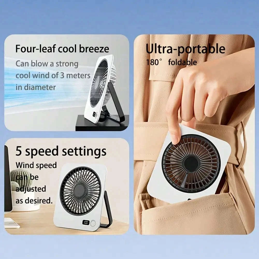 Rechargeable USB Mini Desktop Fan with 5-Speed Cooling-Pink / United States
