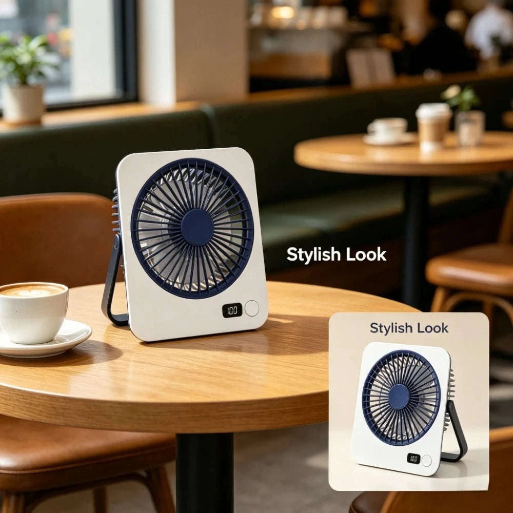 Rechargeable USB Mini Desktop Fan with 5-Speed Cooling-Pink / United States