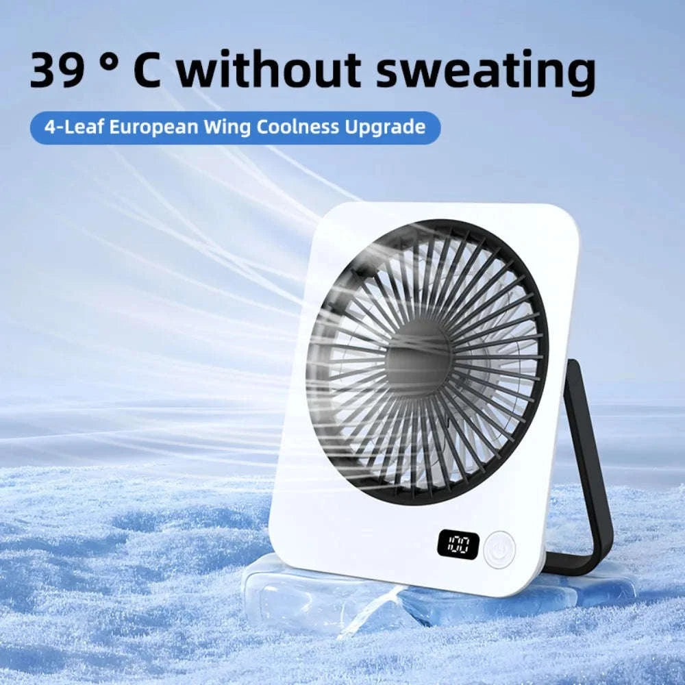 Rechargeable USB Mini Desktop Fan with 5-Speed Cooling-Pink / United States