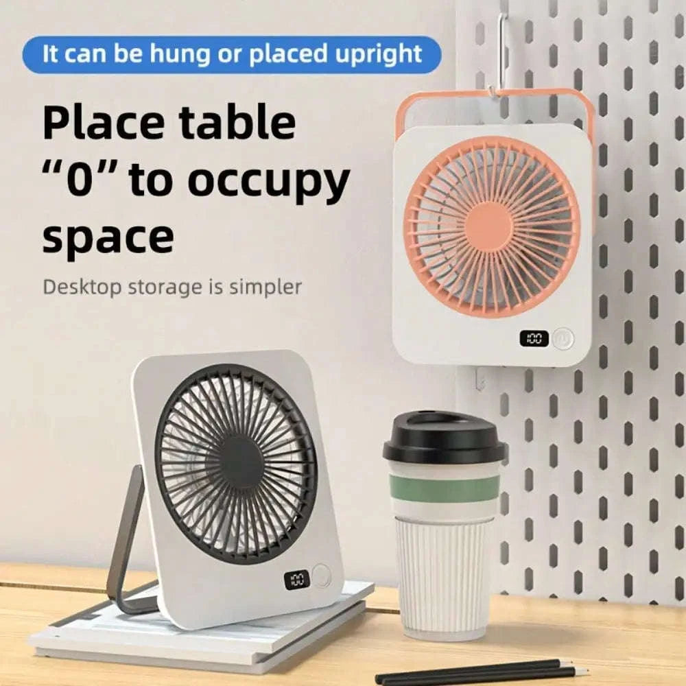 Rechargeable USB Mini Desktop Fan with 5-Speed Cooling-Pink / United States