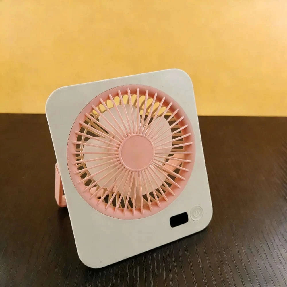 Rechargeable USB Mini Desktop Fan with 5-Speed Cooling-Pink / United States
