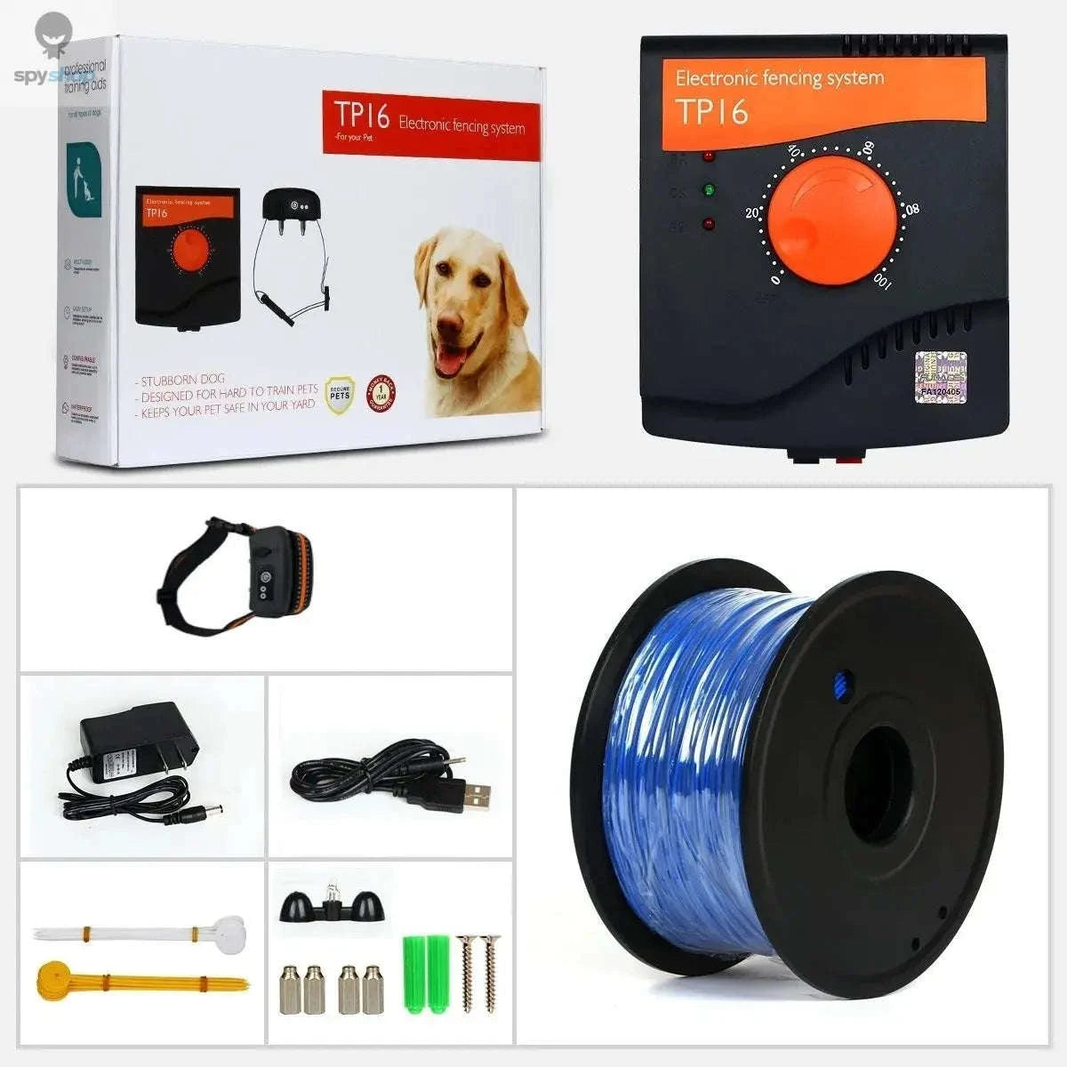 Rechargeable Waterproof Dog Fence System – Adjustable Collar & Secure Boundary Control-Compelete Kit 1 dog / UK Adapter