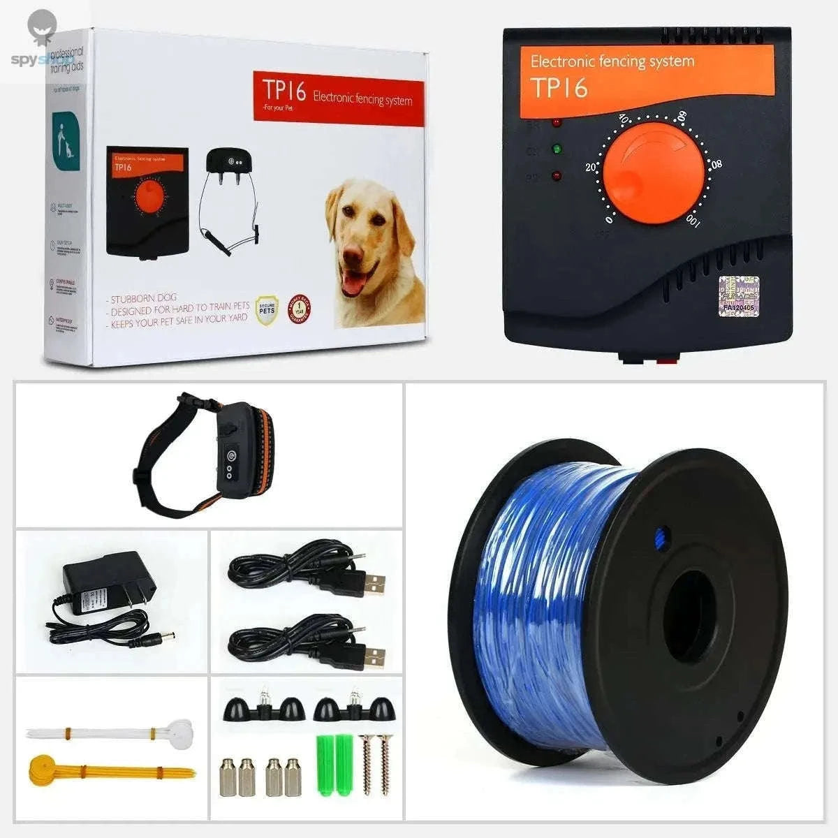 Rechargeable Waterproof Dog Fence System with Adjustable Collar-Compelete Kit 1 dog / UK Adapter