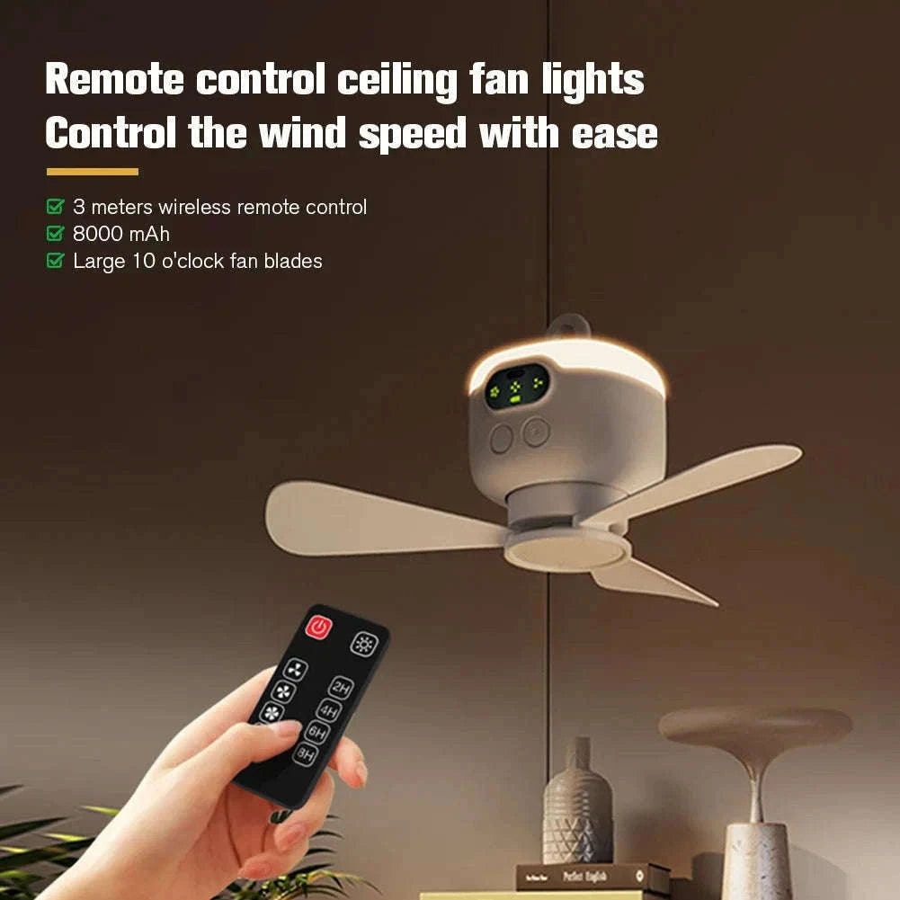 Rechargeable Wireless Camping Fan Light with Remote Control-United States