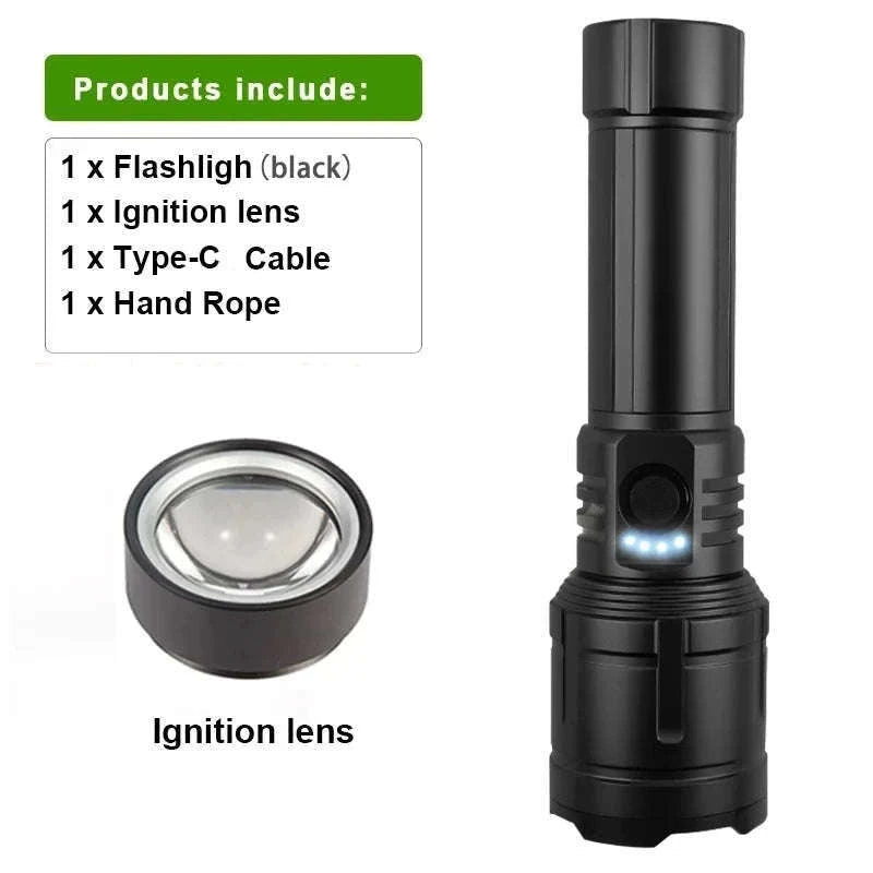 Rechargeable Zoomable Flashlight with Power Bank and 5 Modes-Set A