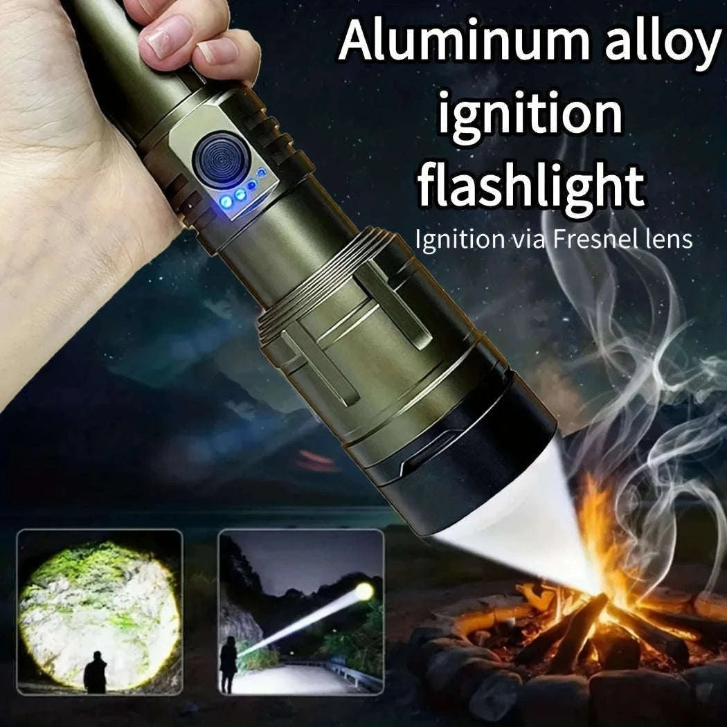 Rechargeable Zoomable Flashlight with Power Bank and 5 Modes-Set A