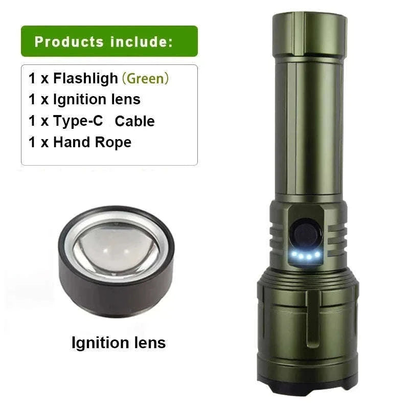 Rechargeable Zoomable Flashlight with Power Bank and 5 Modes-Set A