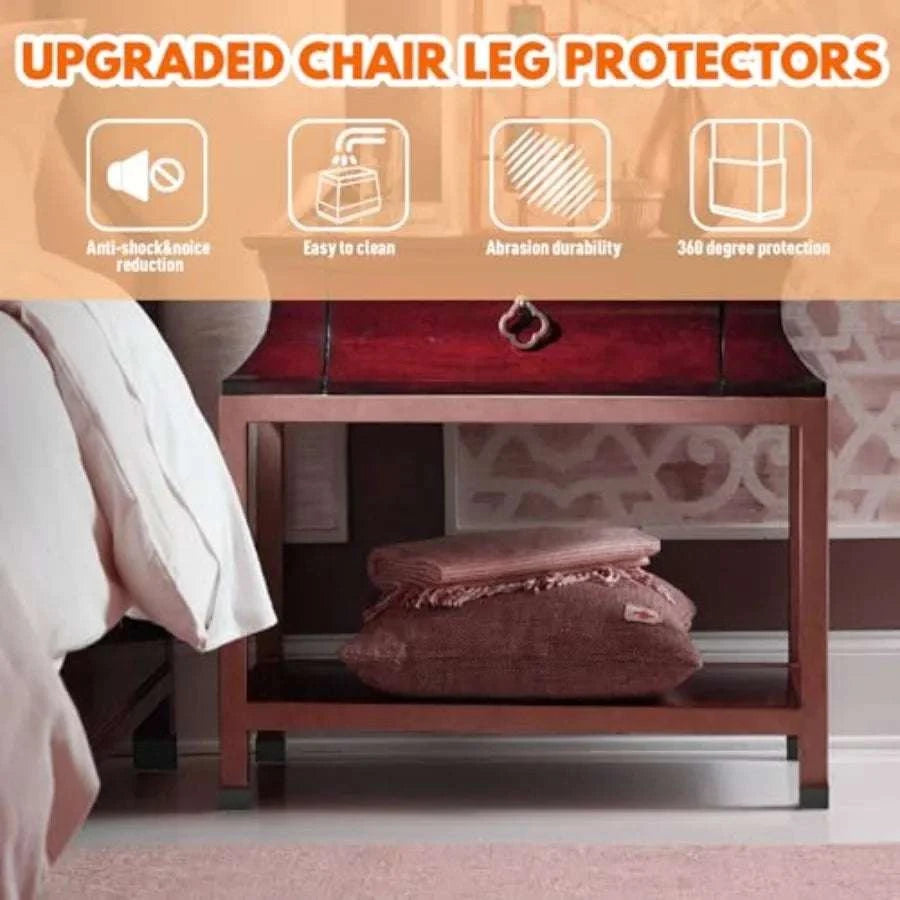 Rectangle Chair Leg Protectors with Felt Pads – 16PCS Floor Covers-United States / Black