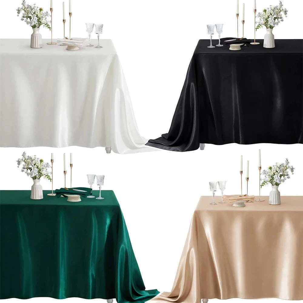 Rectangle Satin Tablecloth for Weddings, Parties & Dining Decor-White / China Mainland / 145x145cm