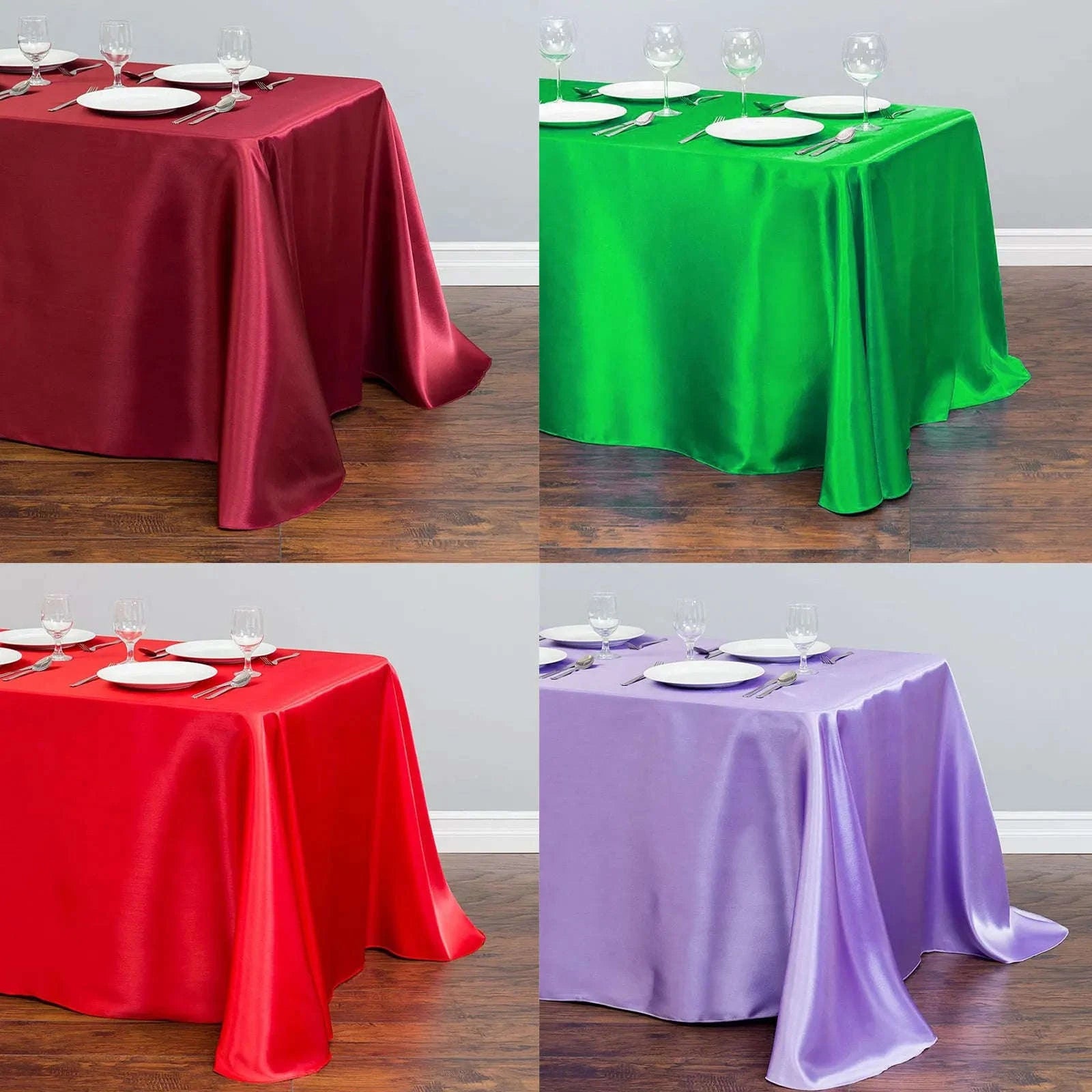 Rectangle Satin Tablecloth for Weddings, Parties & Dining Decor-White / China Mainland / 145x145cm