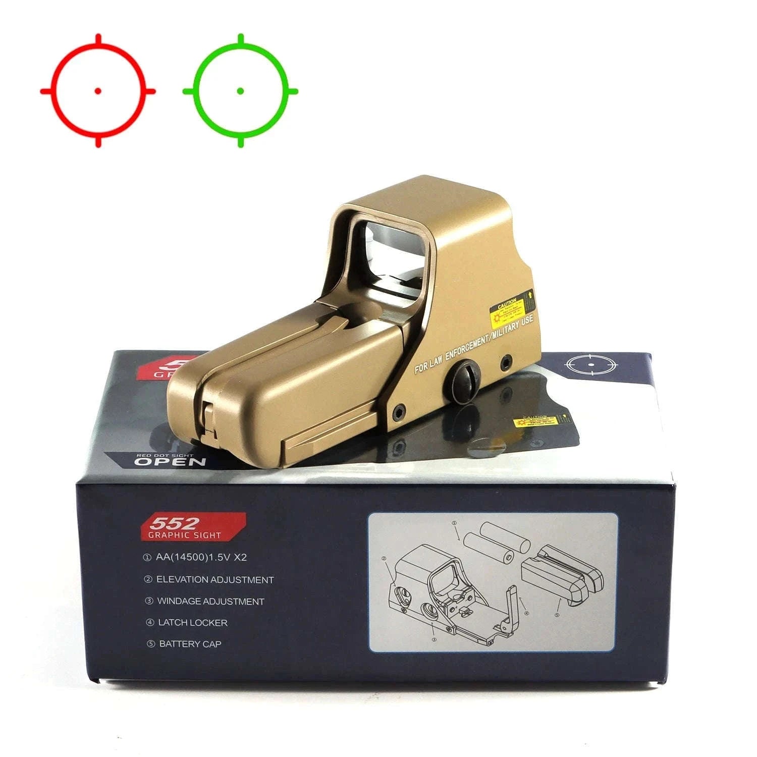 Red Green Dot Holographic Sight for 20mm Rail Rifles-558Black / United States