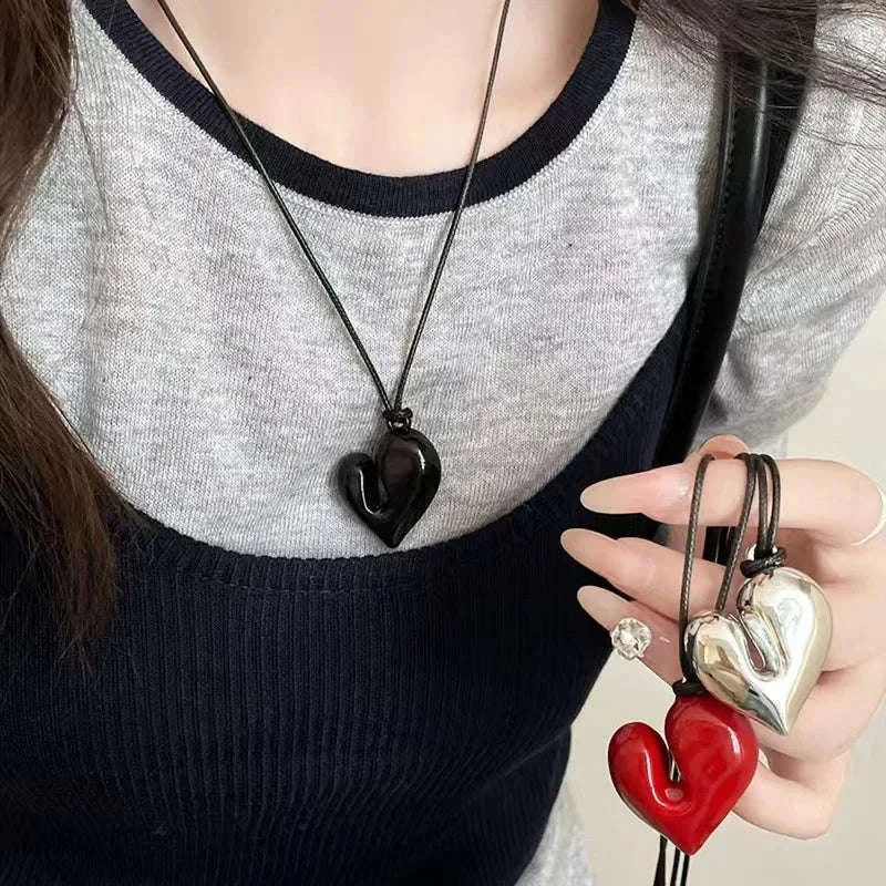 Red Heart Pendant Necklace-77741
