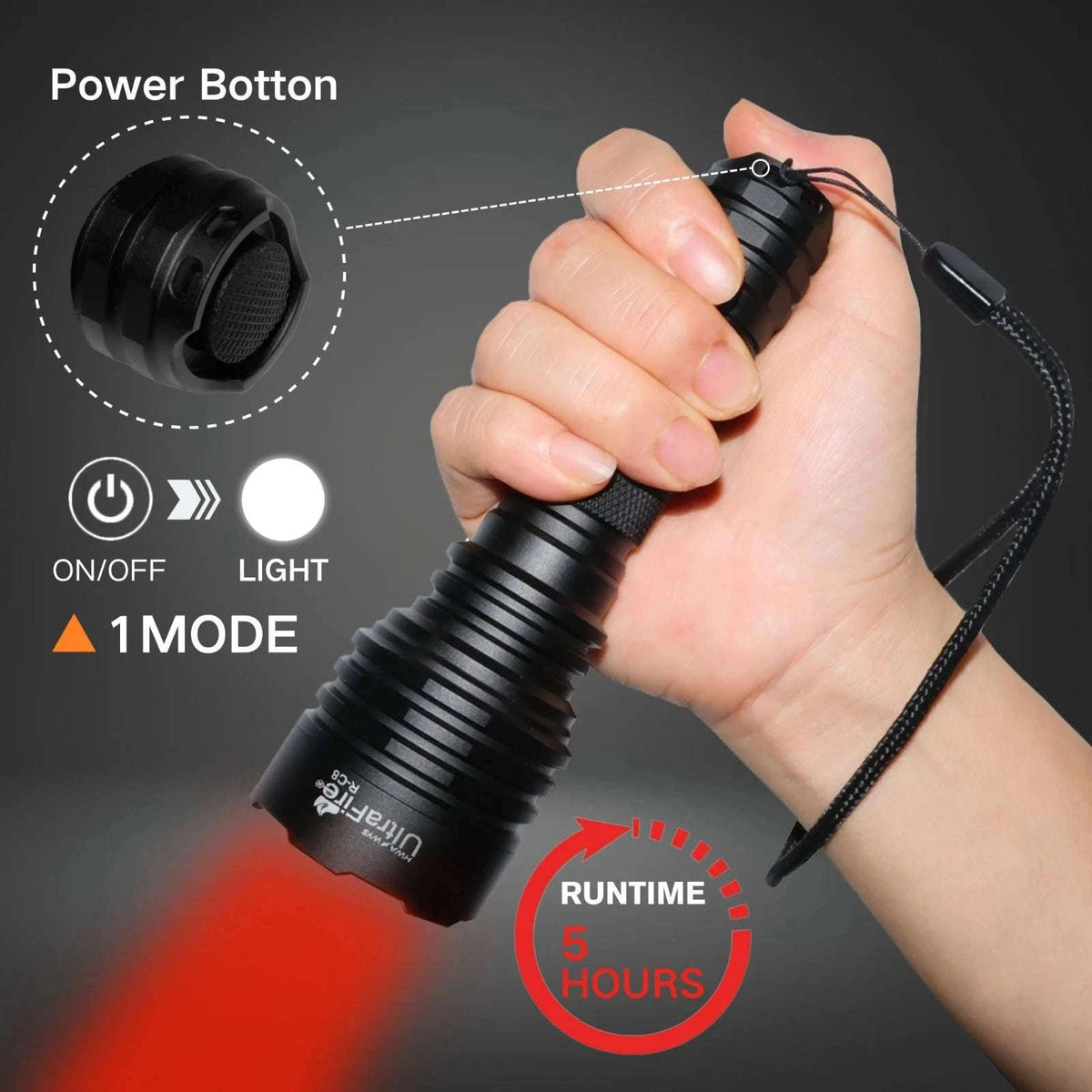 Red Light Tactical Flashlight for Hunting, Night Vision & Astronomy-R-C8