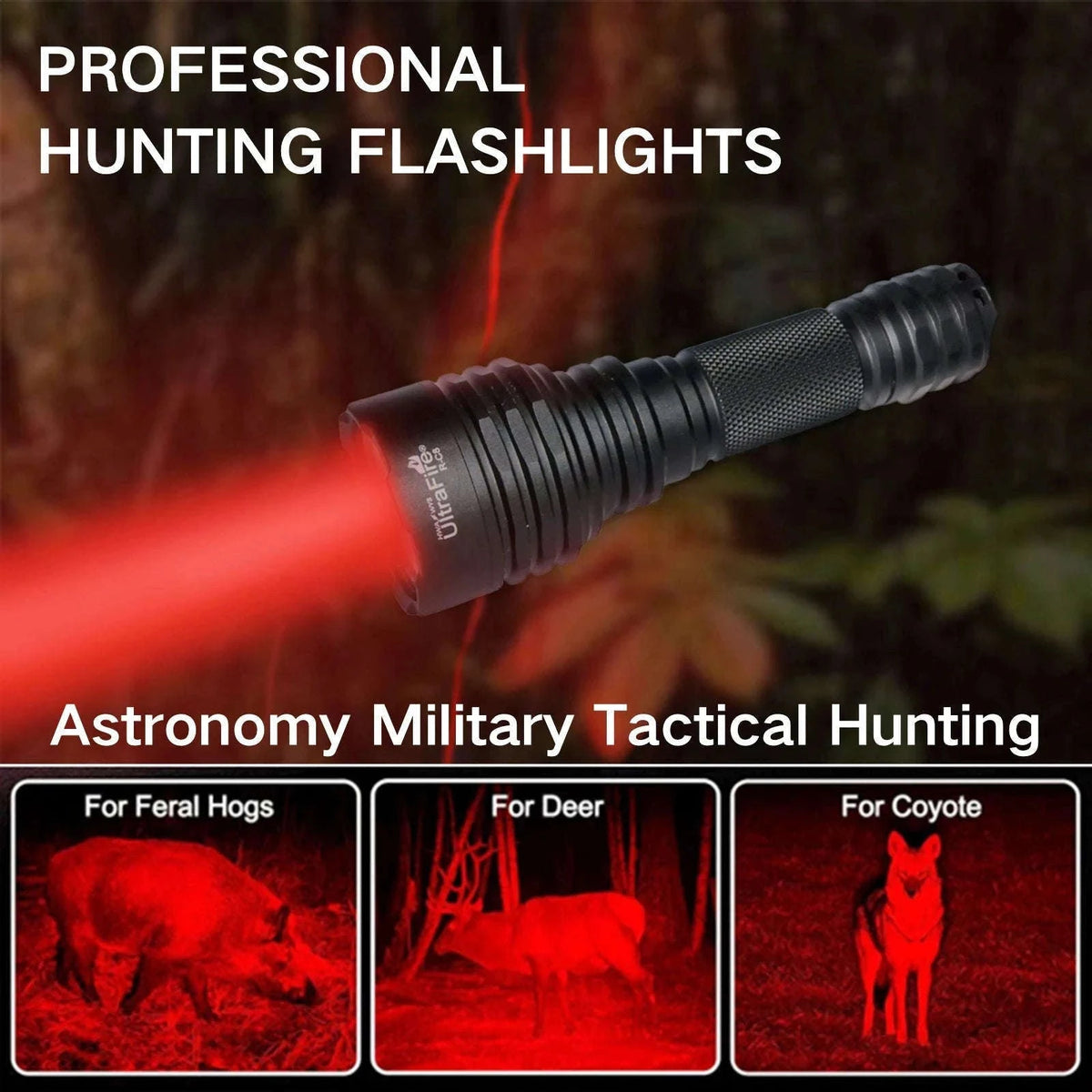 Red Light Tactical Flashlight for Hunting, Night Vision & Astronomy-R-C8