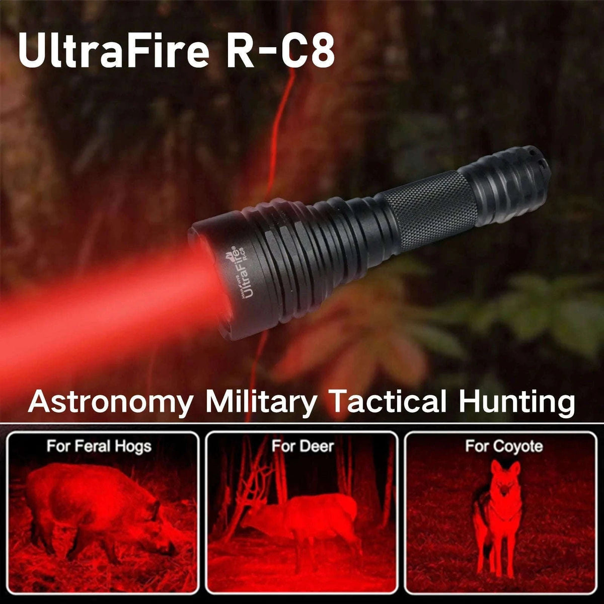 Red Light Tactical Flashlight for Hunting, Night Vision & Astronomy-R-C8