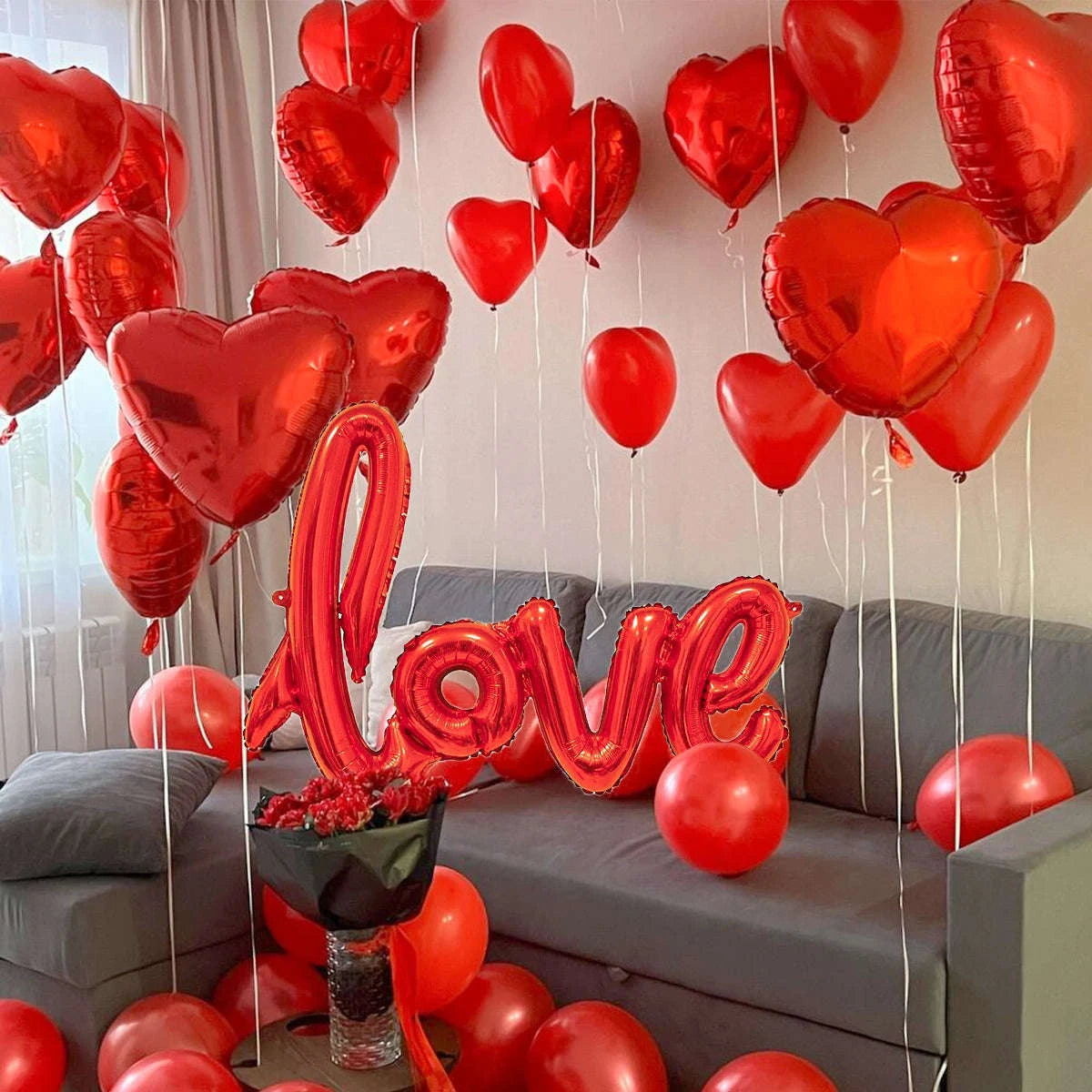 Red Love Letter Balloon Set for Romantic Celebrations-Set / Other