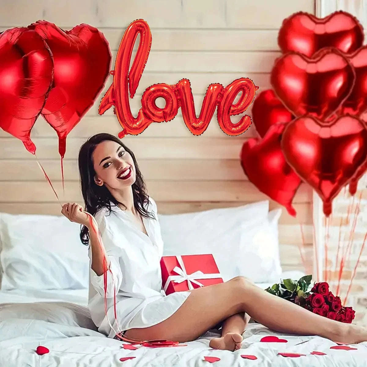 Red Love Letter Balloon Set for Romantic Celebrations-Set / Other