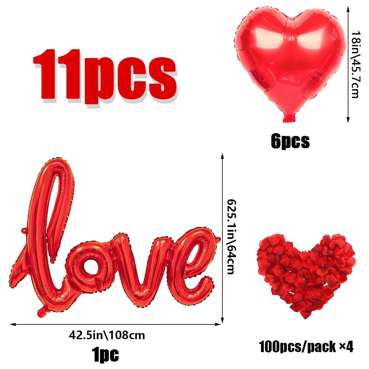 Red Love Letter Balloon Set for Romantic Celebrations-Set / Other