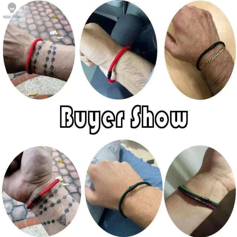 Red Thread Bracelet with Copper Accents, Classic Rope Design-green / S 18.5cm 7.3Inch