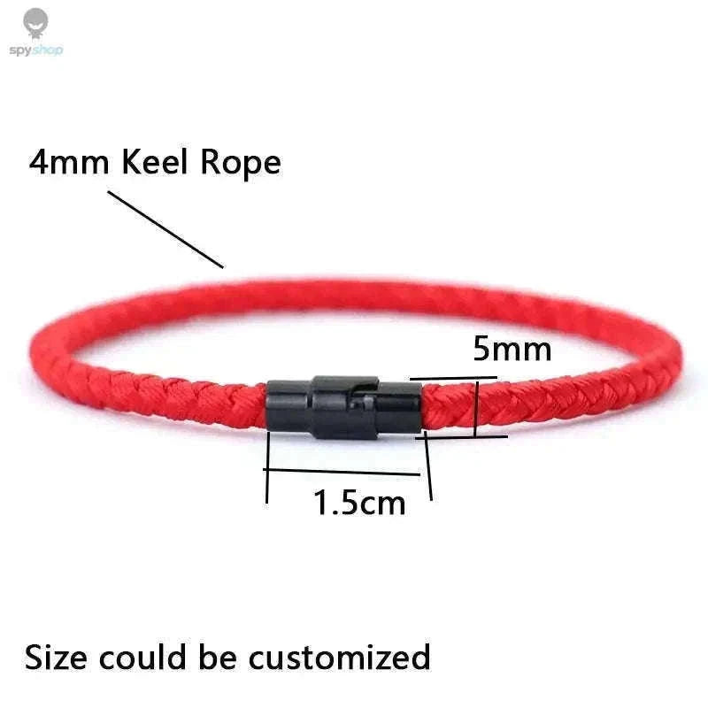 Red Thread Bracelet with Copper Accents, Classic Rope Design-green / S 18.5cm 7.3Inch