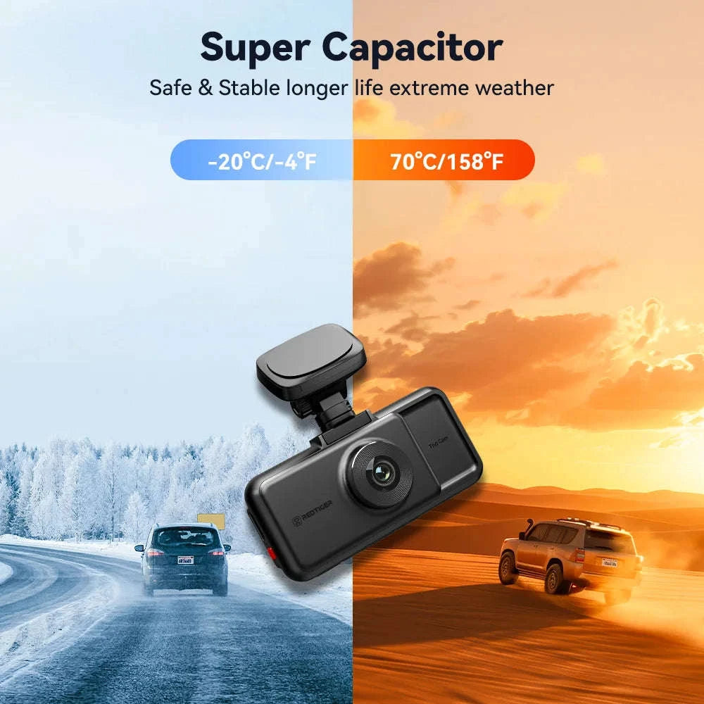 REDTIGER A6 4K 3-Channel Dash Cam with GPS and WiFi-A6 / United States / No Hardwired Kit