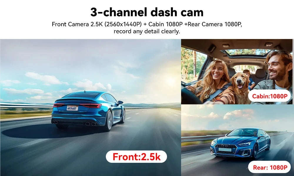 REDTIGER A6 4K 3-Channel Dash Cam with GPS and WiFi-A6 / United States / No Hardwired Kit