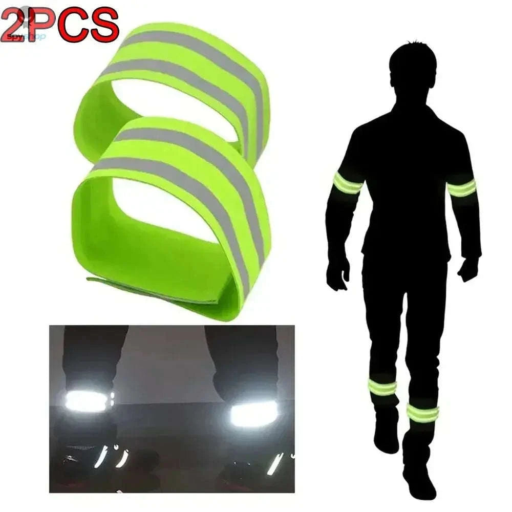 Reflective Safety Bands – High-Visibility Straps for Night Running and Cycling-2PCS Green