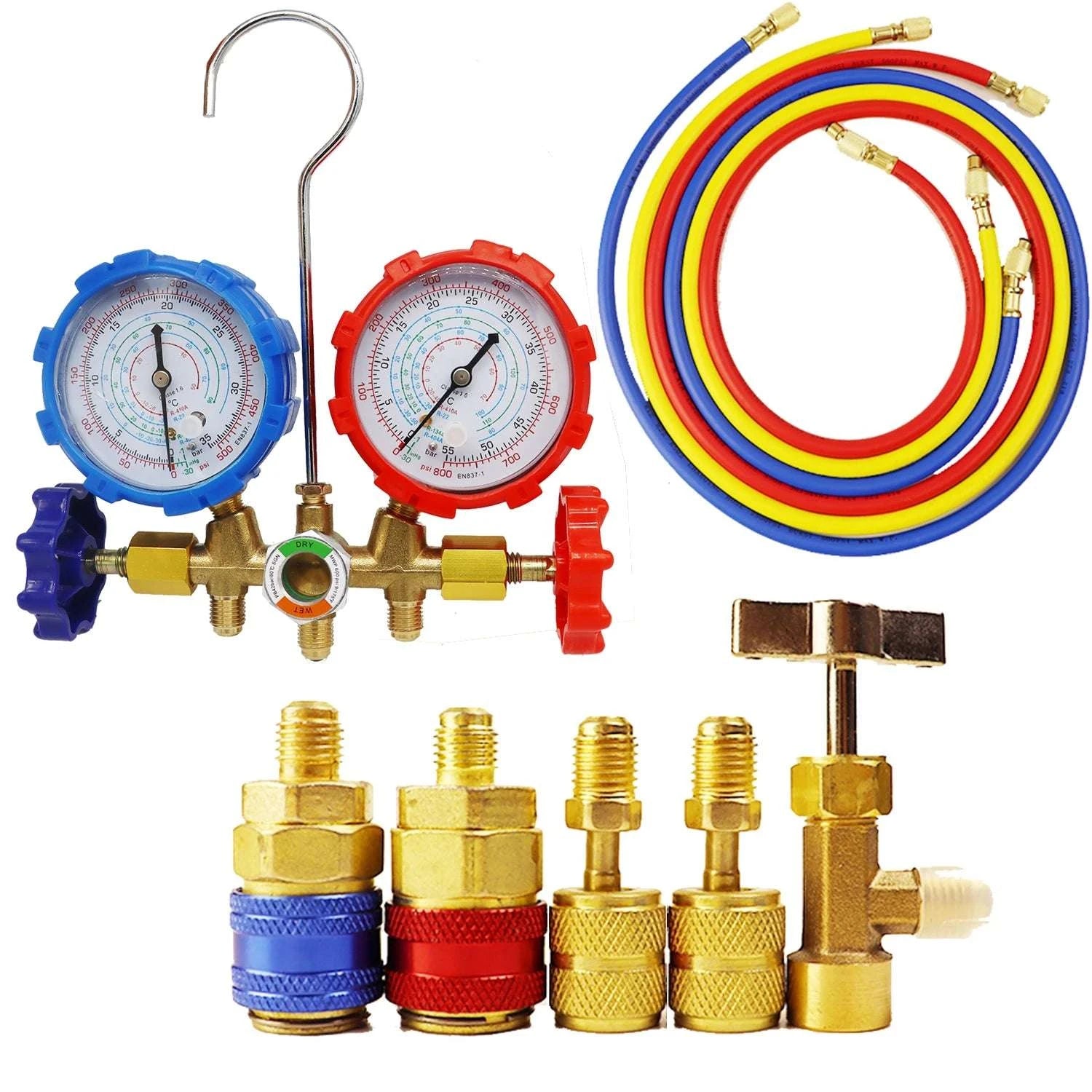 Refrigerant Manifold Gauge Set for R410A R22 R134A AC Charging-set1