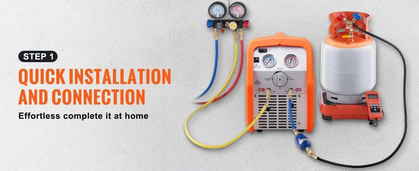 Refrigerant Recovery Machine 3/4 to 1HP HVAC AC Recovery Unit-1HP Dual Cylinder / CZECH REPUBLIC