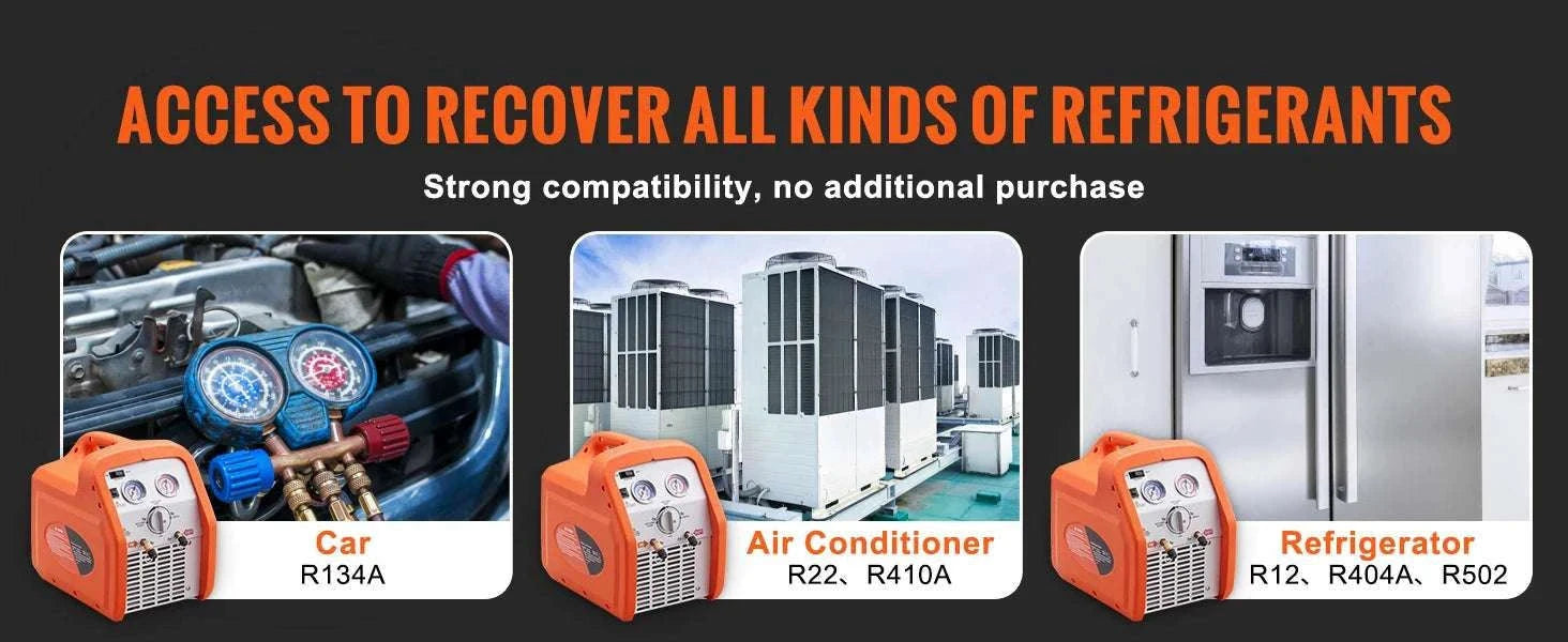 Refrigerant Recovery Machine 3/4 to 1HP HVAC AC Recovery Unit-1HP Dual Cylinder / CZECH REPUBLIC