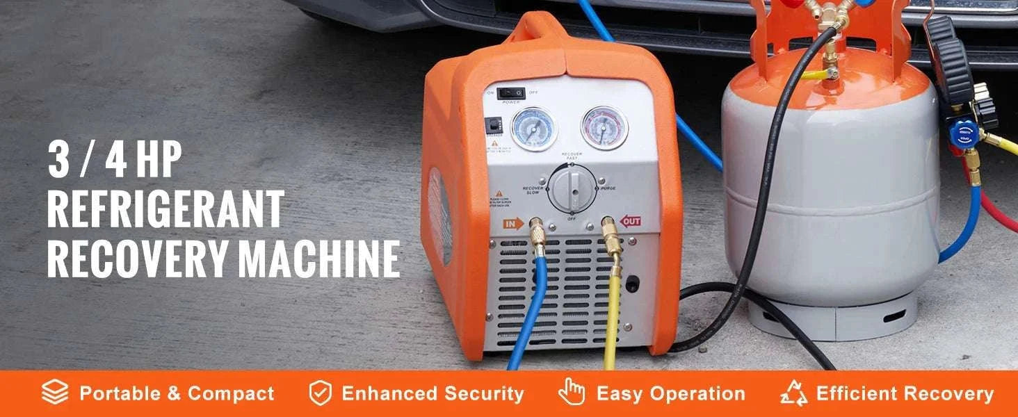 Refrigerant Recovery Machine 3/4 to 1HP HVAC AC Recovery Unit-1HP Dual Cylinder / CZECH REPUBLIC
