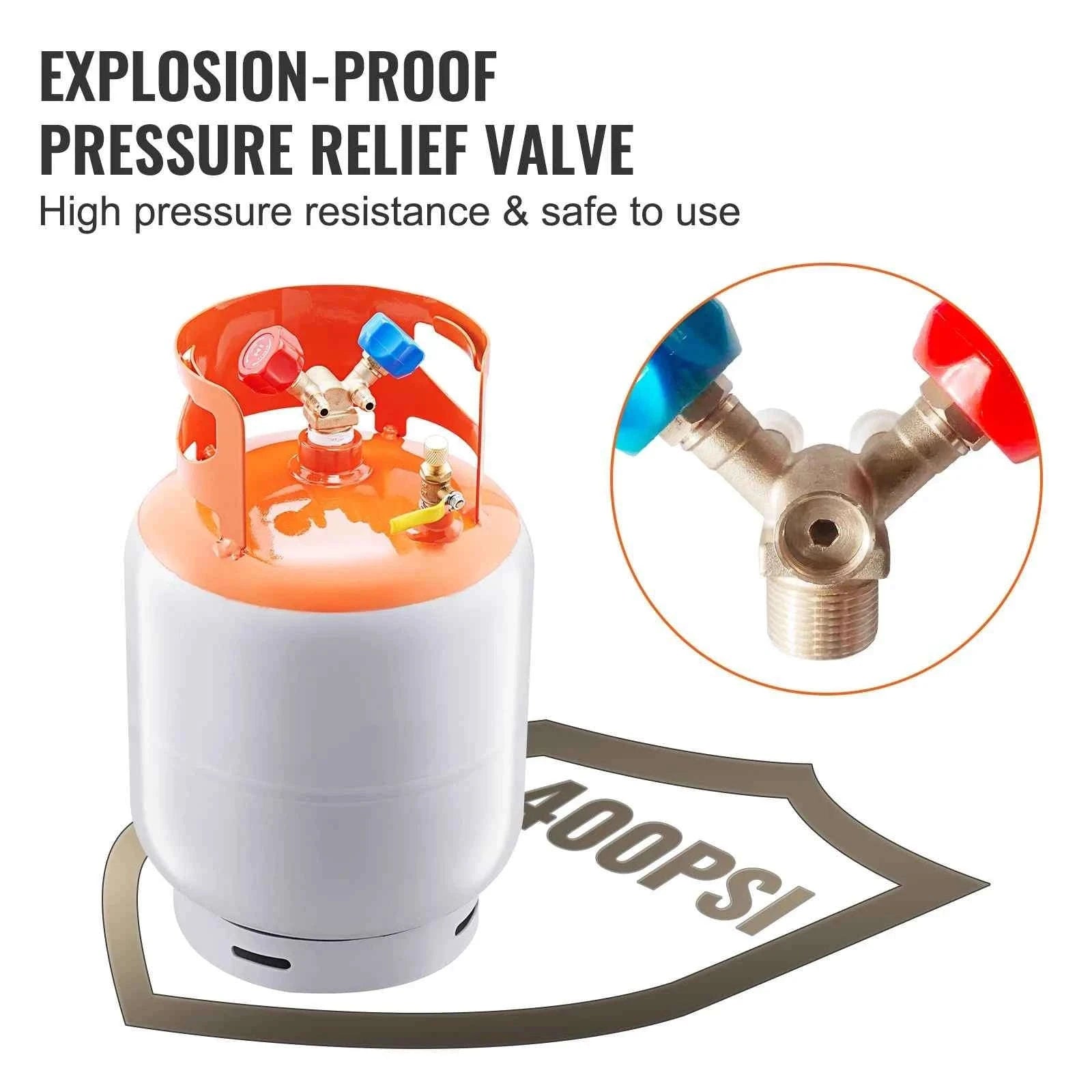 Refrigerant Recovery Tank 30 lb 400 PSI Portable Cylinder with Y-Valve-0.25inch / United States