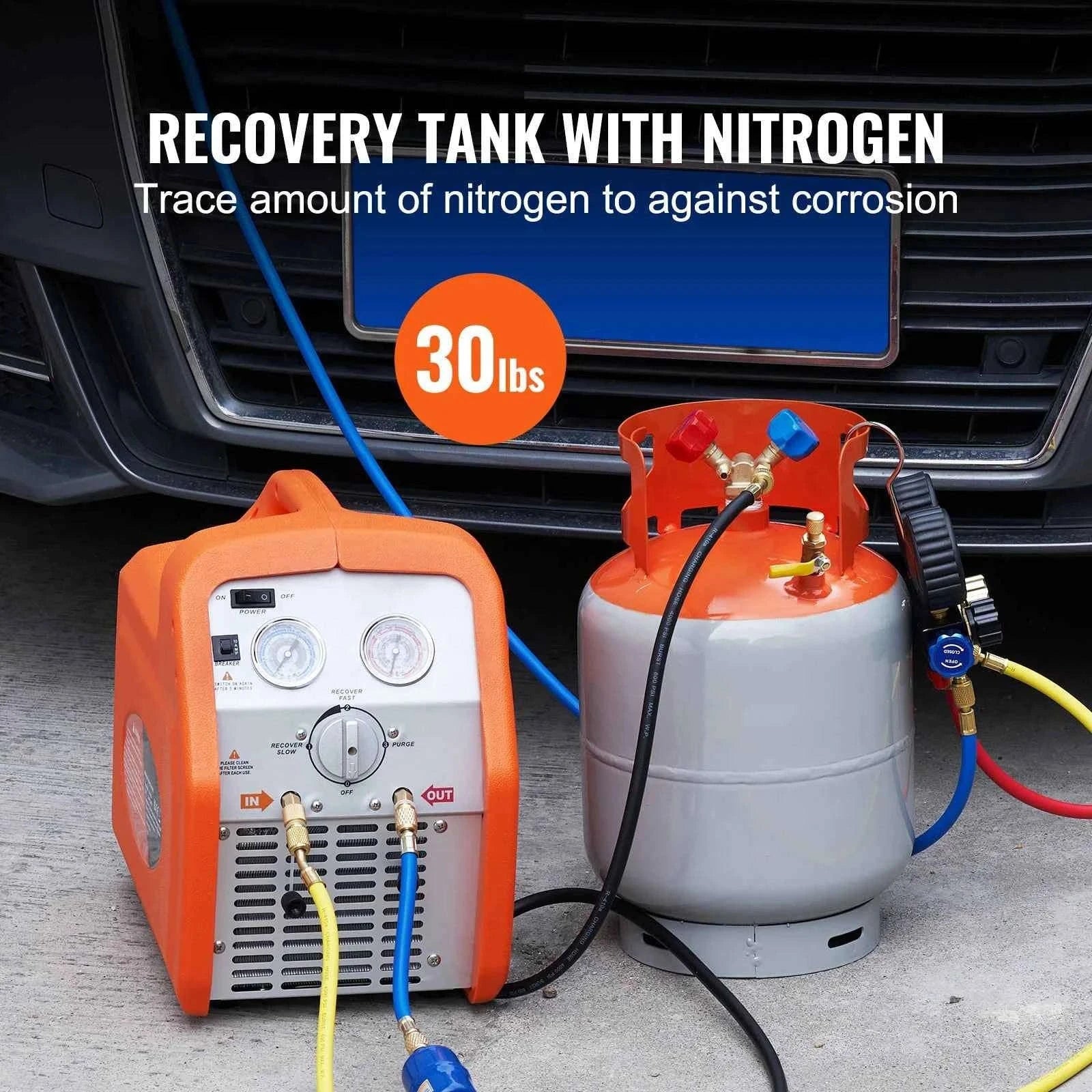 Refrigerant Recovery Tank 30 lb 400 PSI Portable Cylinder with Y-Valve-0.25inch / United States