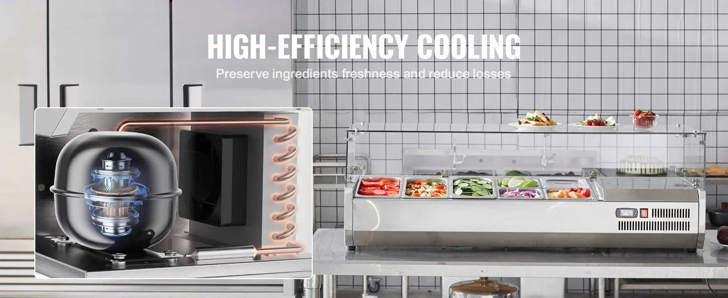 Refrigerated Condiment Prep Station with Glass Guard-140W / United States