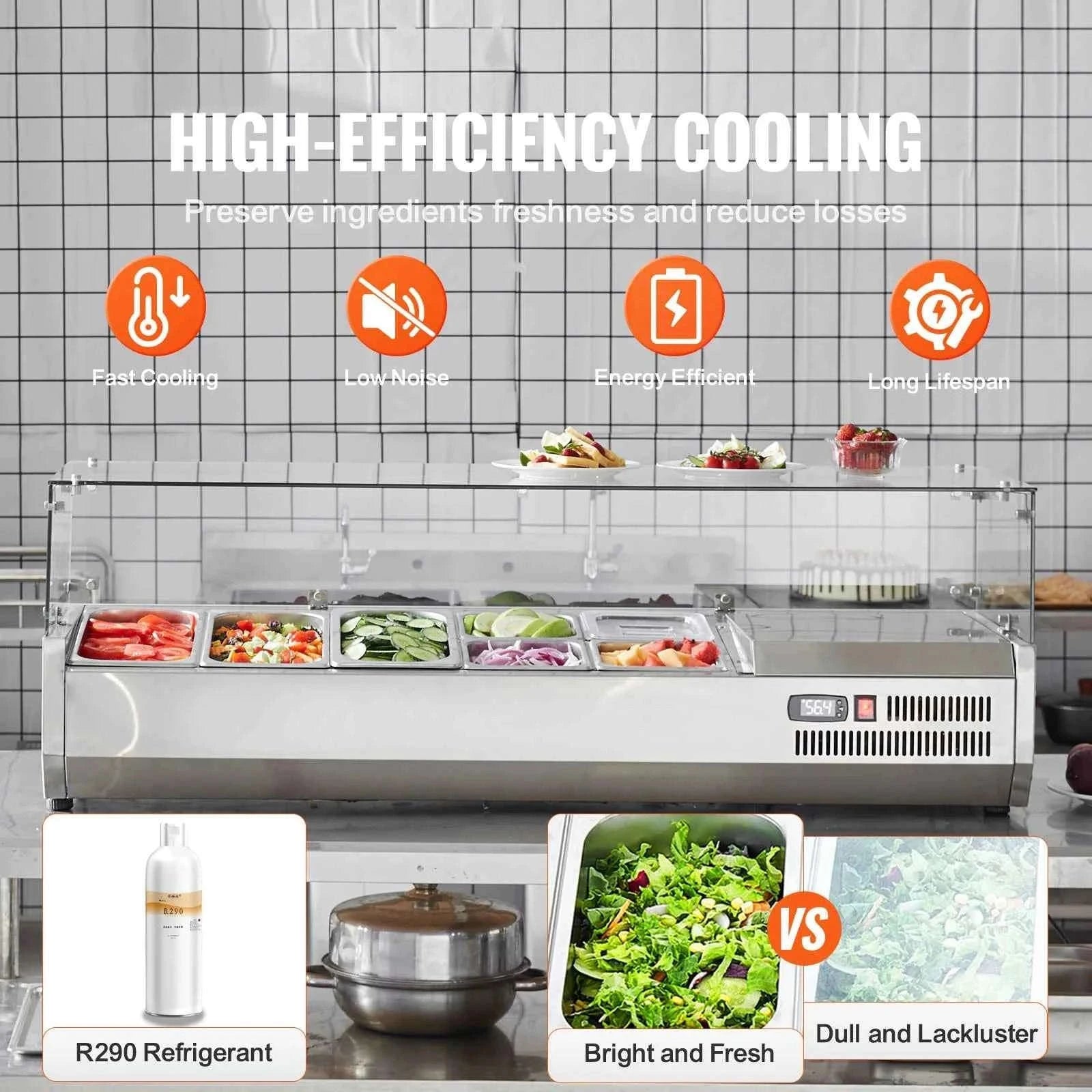 Refrigerated Condiment Prep Station with Glass Guard-140W / United States