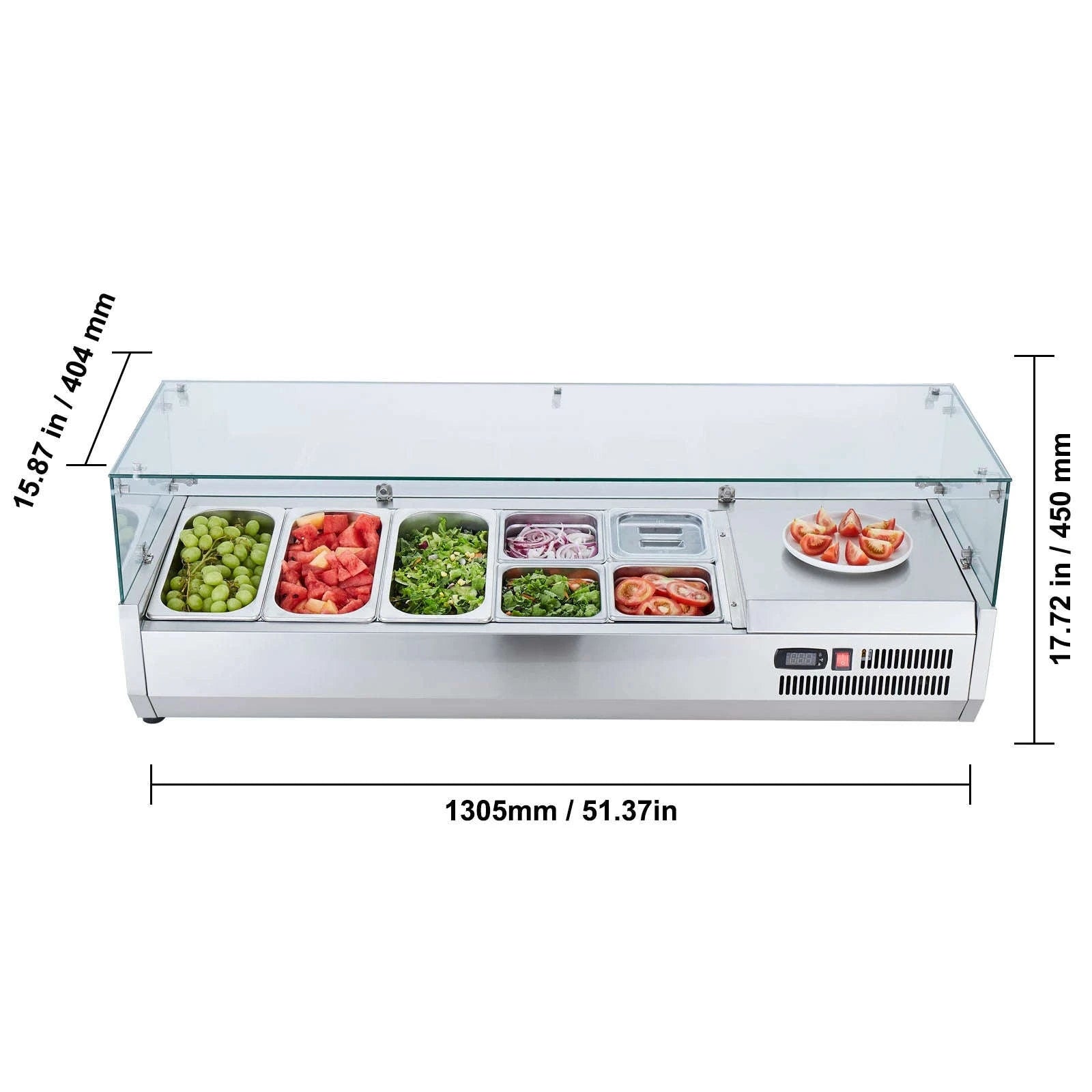 Refrigerated Condiment Prep Station with Glass Guard-140W / United States