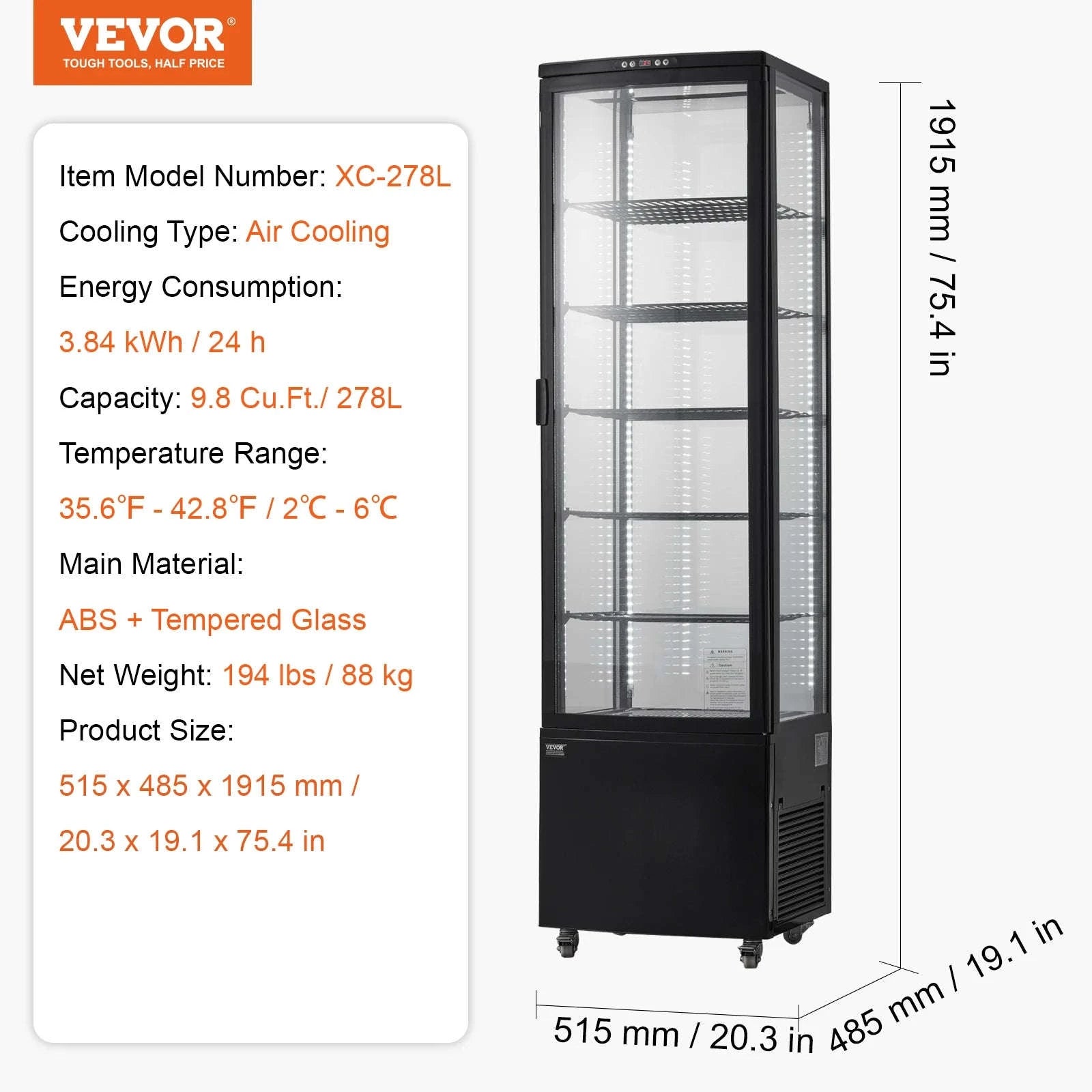 Refrigerated Display Case for Bakery-3cft cube / United States
