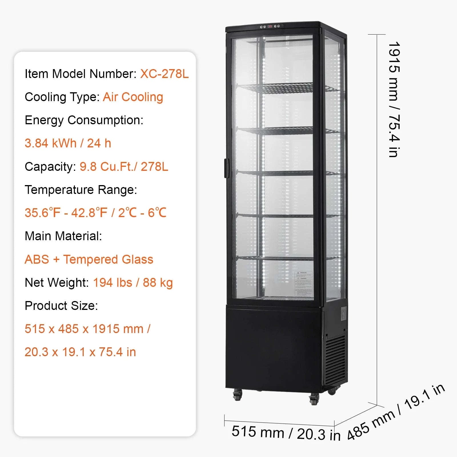 Refrigerated Display Case for Bakery-3cft cube / United States