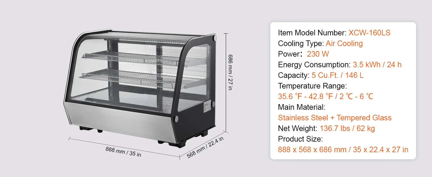 Refrigerated Display Case for Bakery-3cft cube / United States