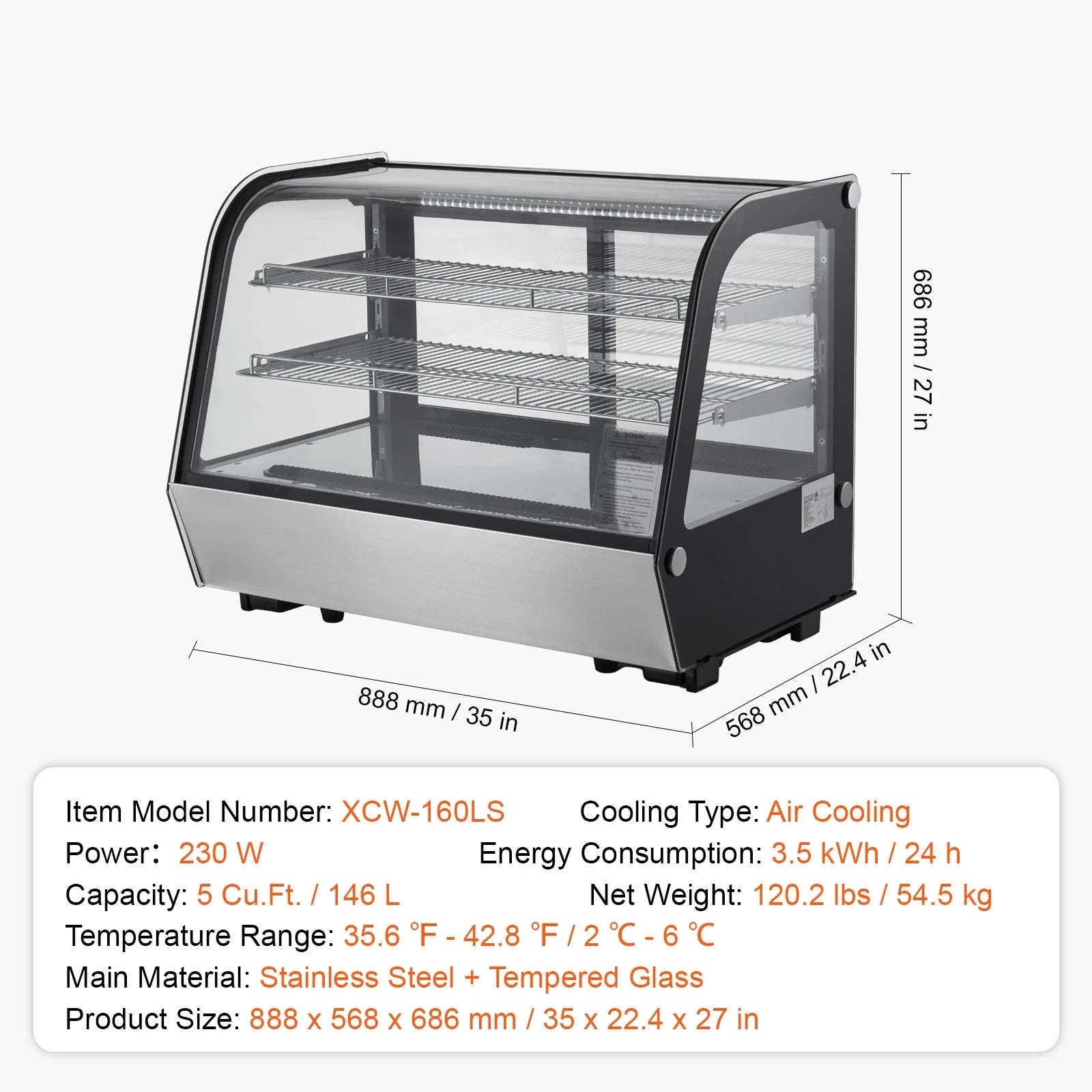 Refrigerated Display Case for Bakery-3cft cube / United States