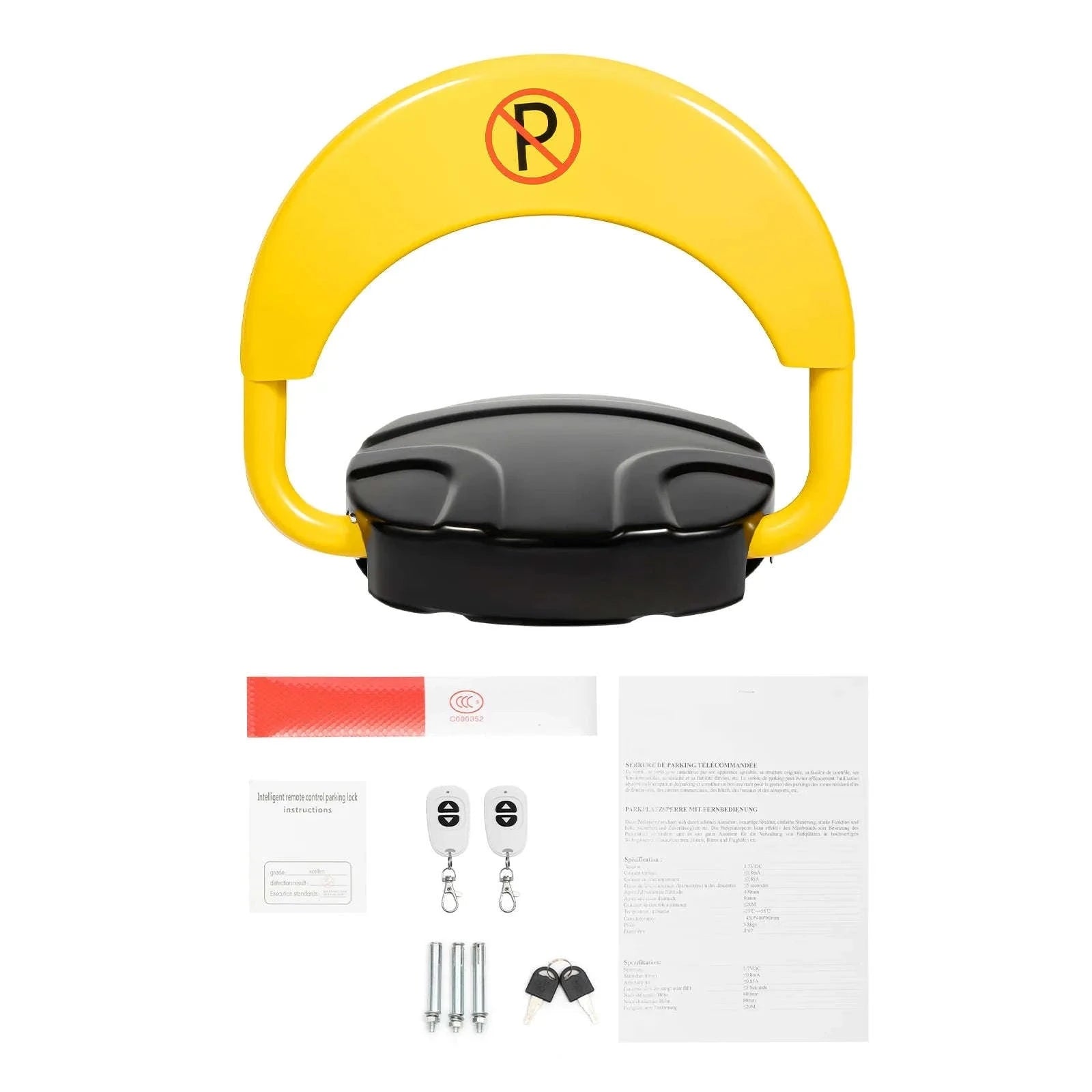 Remote Control Parking Barrier Post: Secure Your Parking Space Effortlessly-YELLOW / france
