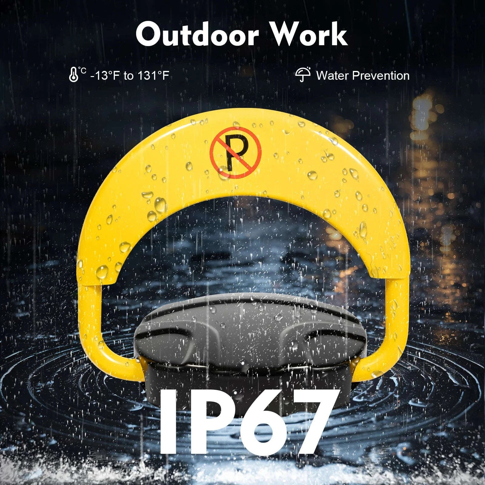 Remote Control Parking Lock Barrier with Alarm & 180° Foldable Arm-Yellow / UNITED KINGDOM