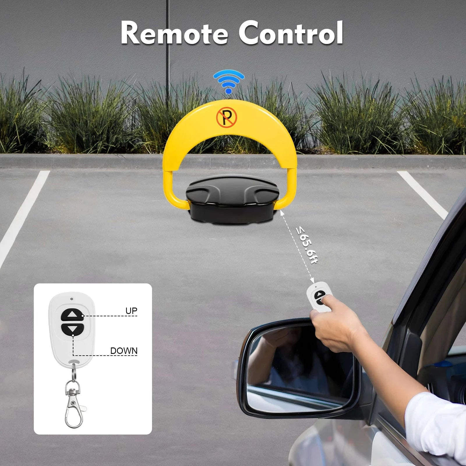 Remote Control Parking Lock Barrier with Alarm & 180° Foldable Arm-Yellow / UNITED KINGDOM