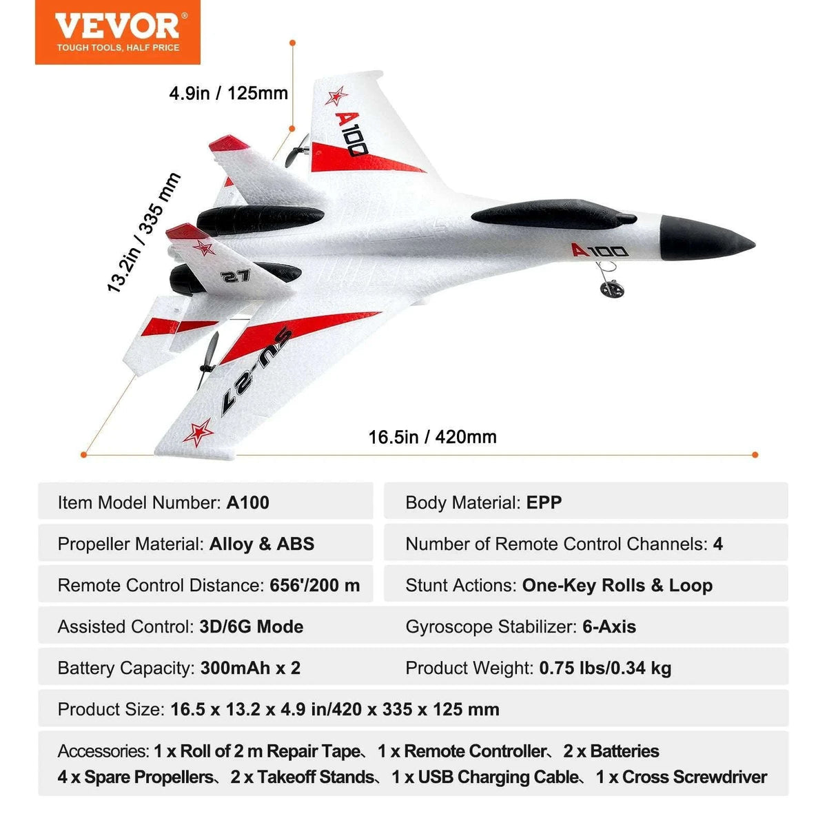 Remote Control RC Airplane 4-Channel Glider with 2 Batteries-WHITE / United States