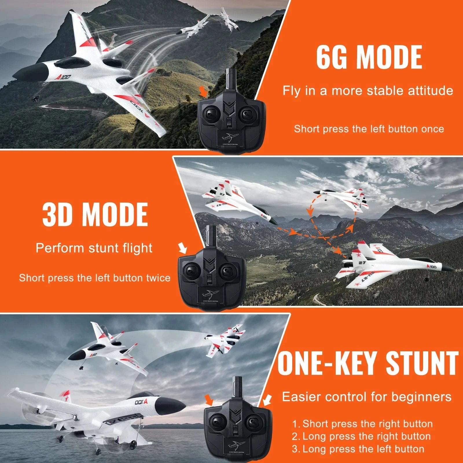 Remote Control RC Airplane 4-Channel Glider with 2 Batteries-WHITE / United States